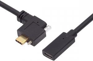 Xiwai USB-C USB 3.1 Type C Right Angled Male to Female Extension Data Screw Locking Cable for for Realsense Camera VR Quest Link