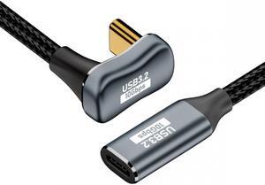 CY 0.5M Opposite U Shape Back Angled USB-C USB 3.1 Type C Male to Female Extension Data Cable 10Gbps 100W with Sleeve