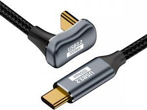 Cablecc 1.0M Opposite U Shape Back Angled USB-C USB 3.1 Type C Male to Male Extension Data Cable 10Gbps 100W with Sleeve