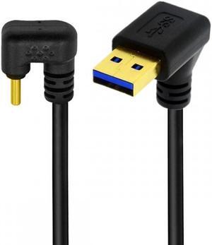 Cablecc Up Angled USB3.0 Type-A to Type C USB-C Male to Male Power Data Cable 5Gbps USB-C Opposite U Shape Back Angled