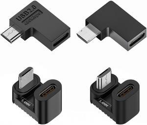Xiwai 4pcs/lot USB-C USB2.0 Type C Female to Micro USB Male Power Data Adapter 90/360 Degree Angled Type