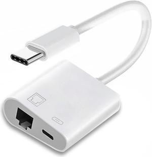 Cablecc Type C USB-C to 100Mbps Networking RJ45 with PD Power Charge Adapter Compatible with Laptop Tablet Phone