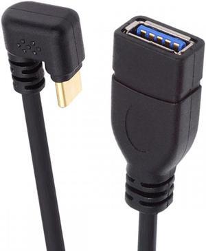 CY USB-C USB 3.1 Type-C Male to USB 3.0-A Female 10Gbps OTG Data Power Cable Opposite U Shape Back Angled