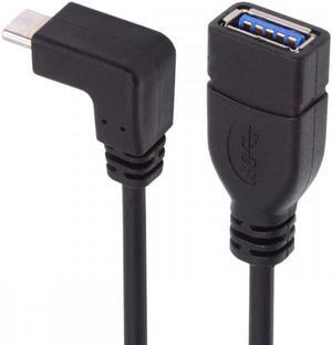 CY USB-C USB 3.1 Type-C Male to USB 3.0-A Female 10Gbps OTG Data Power Cable Up Down Angled