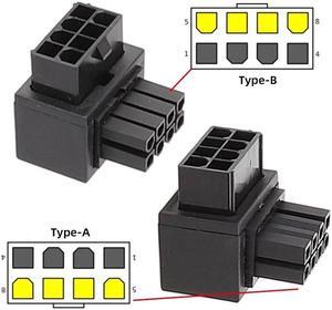 Cablecc 2pcs/lot ATX 8P EPS Male to Female 90 Degree Up Down Angled Power Header Adapter for CPU 12V