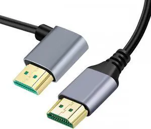 Cablecc 1.0M HDMI 2.1 Ultra Thin HDTV Cable 8K 4K Hyper Super Flexible Slim Cord Left Angled 90 Degree Type-A Male to Male for Computer HDTV