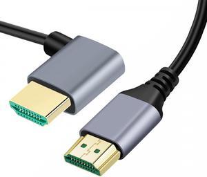 Cablecc 0.5M HDMI 2.1 Ultra Thin HDTV Cable 8K 4K Hyper Super Flexible Slim Cord Right Angled 90 Degree Type-A Male to Male for Computer HDTV