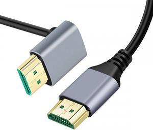 Cablecc 0.5M HDMI 2.1 Ultra Thin HDTV Cable 8K 4K Hyper Super Flexible Slim Cord Up Angled 90 Degree Type-A Male to Male for Computer HDTV