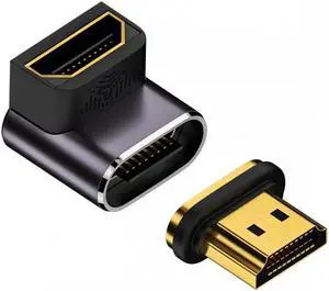Cablecc 90 Degree Down Angled Magnetic 8K Type-A HDMI 2.1 Male to Female Straight Video Adapter for Laptop HDTV
