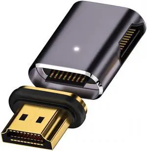Cablecc 90 Degree Right Angled Magnetic 8K Type-A HDMI 2.1 Male to Female Straight Video Adapter for Laptop HDTV