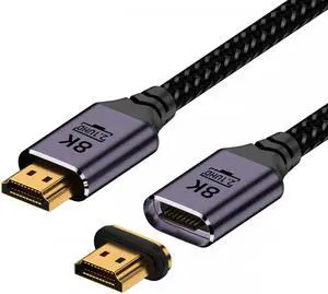 Cablecc 1.0M Magnetic Connector 8K Type-A HDMI 2.1 Male to Straight Male Video Cable for Laptop HDTV