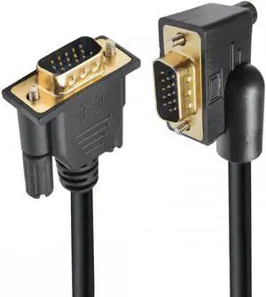 Cablecc 100CM 90 Degree Right Angled VGA RGB Male to Straight Male Extension Cable 3COAX+6C for Monitor Projector Computer
