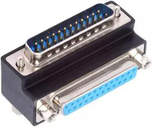 Cablecc DSUB Parallel LPT AES/EBU DB25pin Male Nut to Female Screw Extension Adapter DB Connector Up 90 Degree Angled