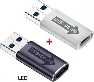 Cablecc 2pcs/lot USB 2.0 A Male QC to PD USB-C Type C Female 5Gbps Data Power Adapter for Laptop Tablet Phone
