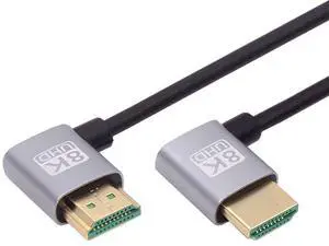 CY HDMI 2.1 Ultra Thin HDTV Cable 8K 4K Hyper Super Flexible Slim Cord Left Angled to Right Angled 90 Degree Type-A  for Computer HDTV