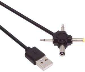 CY USB 2.0 Type-A Male to 4-in-1 DC 5V 5.5x2.1mm 4.0x1.7mm Mono 3.5mm 2.5mm Power Plug Barrel Connector Charge Cable