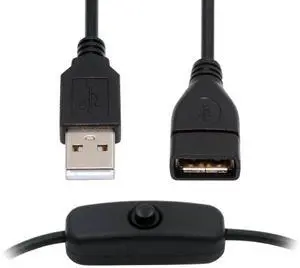 CY USB2.0 Cable with On Off Power Switch Button USB Type-A Male to Female for DC 5V Desk Lamp Fan Camera