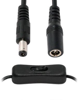 CY DC Cable with On Off Power Switch Button DC 5.5x2.1mm Male to Female for DC 5V Desk Lamp Fan Camera