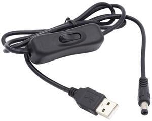 CY DC 5.5x2.1mm Plug to USB Type-A Cable with On Off Power Switch Button for DC 5V Desk Lamp Fan Camera