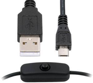 CY Micro USB2.0 to Type-A Cable with On Off Power Switch Button Micro 5Pin for DC 5V Desk Lamp Fan Camera