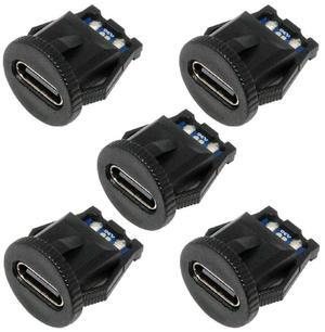 CY 5pcs/set DIY OEM Type C Female Socket Connector to 6Pin PCBA Pinout Round Latch Mount Type DC 5V/20V PD Power IP67