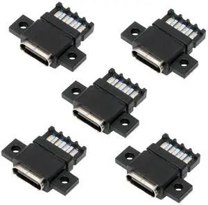 CY 5pcs/set DIY OEM Type C Female Socket Connector to 6Pin PCBA Pinout Flat Scew Mount Type DC 5V/20V PD Power