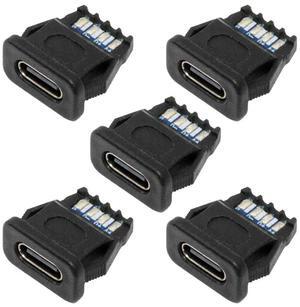 CY 5pcs/set DIY OEM Type C Female Socket Connector to 6Pin PCBA Pinout Rectangle Latch Mount Type DC 5V/20V PD Power IP67