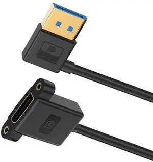 CY Ultrafine Left Angled DisplayPort 1.4 DP Male to Female Extension Cable 8K 60hz 4K 144hz for Desktop Laptop Monitor Graphics Card 30cm
