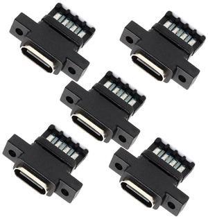 CY 5pcs/set DIY OEM Type C Female Socket Connector to 6Pin PCBA Pinout Vertical Scew Mount Type DC 5V/20V PD Power