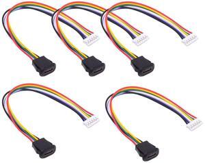 CY 5pcs/set DIY OEM Type C Female Socket to 6Pin Header Cable Pitch=2.0mm Latch Mount Type DC 5V/20V PD Power