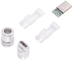 CY USB 3.1 Type-C Male Plug Connector Solder Type with Aluminum Alloy Shell Silver Customization for 4.0mm~6.0mm Cable