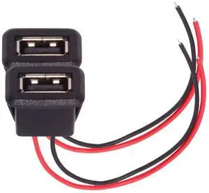 CY 2pcs/set DIY OEM Type A Female Socket to 2Pin Open Cable Latch Mount Type DC 5V Power