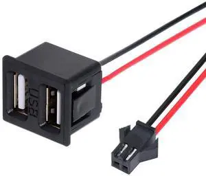 CY DIY OEM Dual Type-A Female Socket to 2Pin Header Cable Pitch=2.54mm Latch Mount Type DC 5V Power