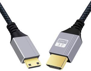 CY 1.0M HDMI 2.0 Male to Mini HDMI Type-C Male 4K 60hz Cable with Sleeve Straight Connector for HDTV Computer Laptop Monitor