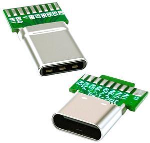 CY 2pcs/lot OEM DIY USB-C USB 3.1 Type-C Male &  Female Plug Socket Connector Solder Type with PCB