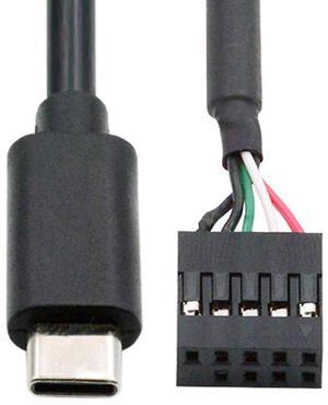 CY USB 2.0 Motherboard 9pin 10pin Header to Type-C USB-C Cable 50cm for Mini Monitor Sensor Panel Camera