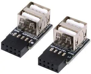 CY 2pcs/lot 9Pin 10Pin Motherboard Female Header to Dual USB 2.0 Female Adapter Horizontal Type