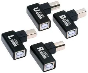 CY 4pcs/lot USB 2.0 Type-B Male to Female Extension Adapter Horizontal Vertical Angled 90 Degree for Printer Scanner