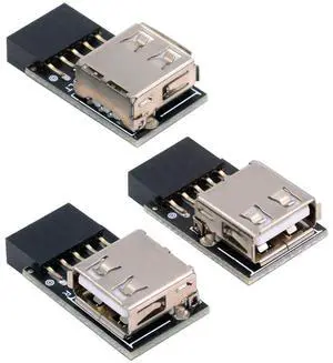 CY 3pcs/set 9Pin/10Pin Motherboard Front Panel Header Female to Single USB 2.0 Female Adapter Vertical Angled Type 90 Degree