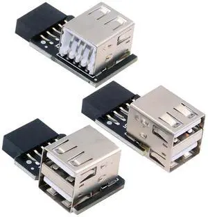 CY 3pcs/set 9Pin/10Pin Motherboard Front Panel Header Female to Dual USB 2.0 Female Adapter Vertical Angled Type 90 Degree