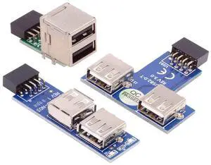 CY 3pcs/set 9Pin USB2.0 Motherboard Front Panel Header Female to Dual USB Female Adapter Vertical Horizontal Type