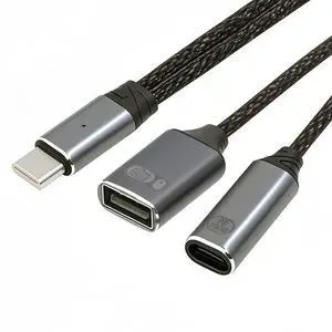 CY USB-C Type-C Male to 480Mbps USB 2.0 Female OTG & 100W PD Power Cable for Laptop Tablet Phone