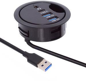 CY USB 3.0 Hub SD TF USB-C 2 Port USB 60mm Desk Grommet Splitter Dock Station Micro-SD Card Reader for Desktop PC