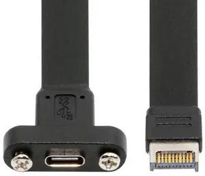 CY USB 3.2 Type-E IDC 20Pin Front Panel Header to USB-C Type-C Female Extension Cable 20Gbps with Panel Mount Screw