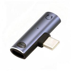 CY USB-C Type-C to 3.5mm Audio DAC AUX Music 16bit 48kHz & 100W PD Power Adapter for Laptop Tablet Phone