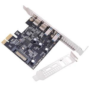 CY USB3.1 Gen1 5Gbps Dual Type-A & Type-C USB-C Female to PCI-E Express 1x Card Adapter uPD720201 with Low Profile Bracket