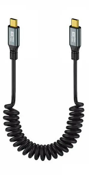 CY Stretch Coiled USB-C USB4 Cable 20Gbps 100W 8K for Laptop Keyboard Tablet Type-C Male to Male Cable Power & Data