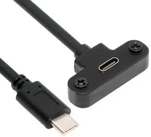 CY USB-C 480Mbps Type-C Male to Up Angled Female Extension Data Screw Locking Cable for Camera VR