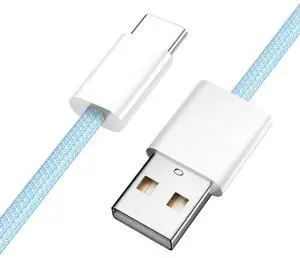 CY USB-C Type C Male to Type-A Male 15W 5V3A Power 480Mbps Data Cable Blue Sleeve for Phone & Tablet