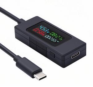 CY Type-C Voltage Current Power Capacity, Working Time Ammeter Voltmeter USB Cable Charger Detector USB-C Tester 4-30V 0-6.5A Digital Multimeter